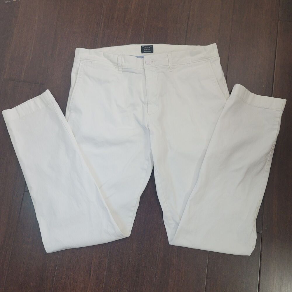 J.Crew Stretch Chino Pants Men’s 32x32 White 484 Slim Straight Soft Feel